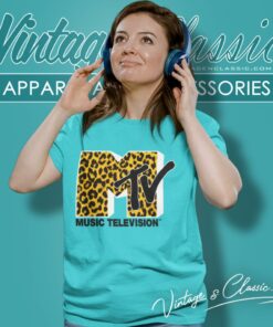 Mtv Cheetah Print Logo Women T Shirt