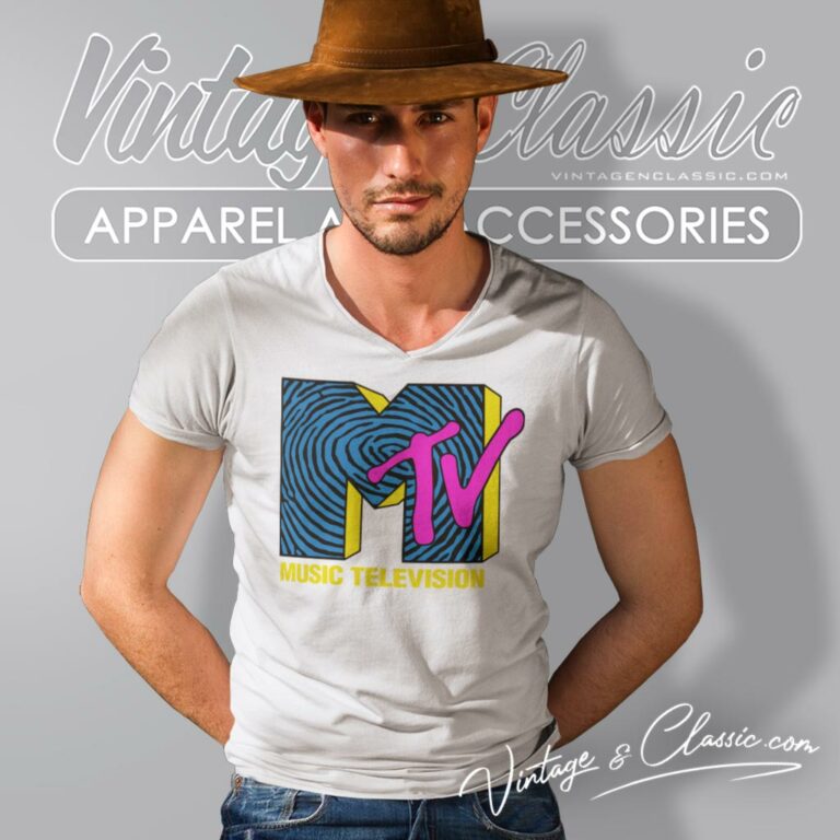 Mtv Fingerprint Black V Neck TShirt Mtv Fingerprint Black V Neck TShirt