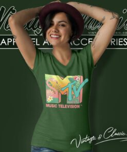 Mtv Flamingo Tropical Paradise V Neck TShirt