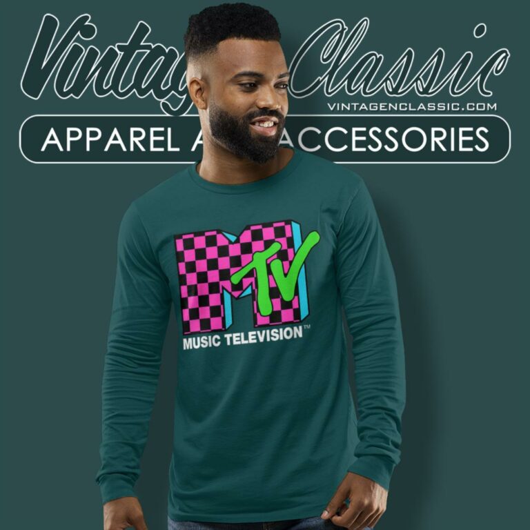 Mtv Logo Pink And Blue Long Sleeve Tee Mtv Logo Pink And Blue Long Sleeve Tee