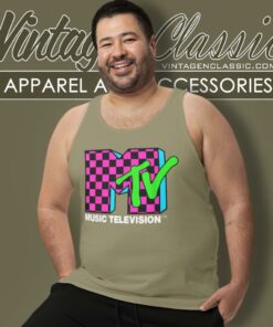Mtv Logo Pink And Blue Tank Top Racerback