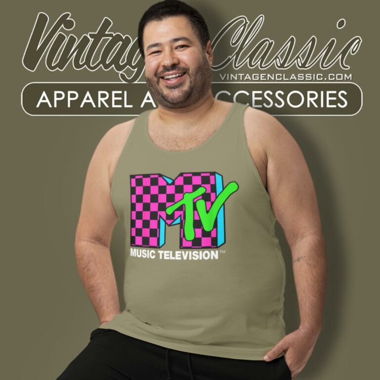 Mtv Logo Pink And Blue Tank Top Racerback Mtv Logo Pink And Blue Tank Top Racerback
