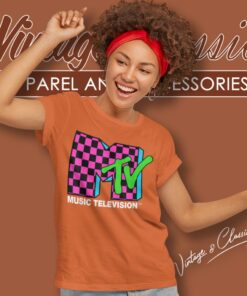 Mtv Logo Pink And Blue Women T Shirt