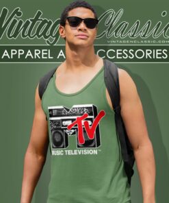 Mtv Logo Red Boombox Tank Top Racerback