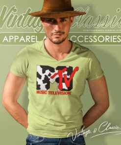 Mtv Music Television Cow Logo V Neck TShirt