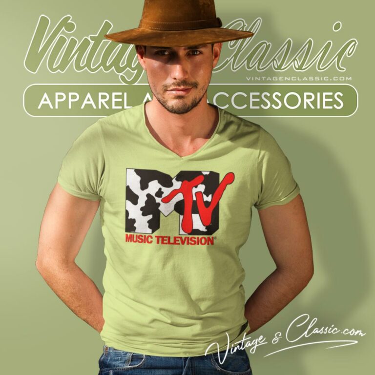 Mtv Music Television Cow Logo V Neck TShirt Mtv Music Television Cow Logo V Neck TShirt
