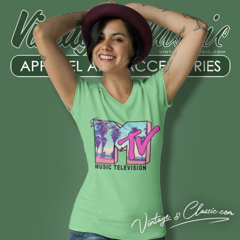 Mtv Spring Break Beach V Neck TShirt Mtv Spring Break Beach V Neck TShirt