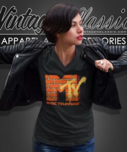 Mtv Yellow And Orange Brick V Neck TShirt