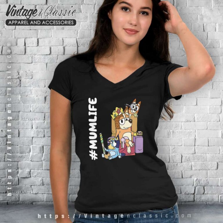 Mum Life Bluey And Bingo Gift For Mom V Neck TShirt Mum Life Bluey And Bingo Gift For Mom V Neck TShirt