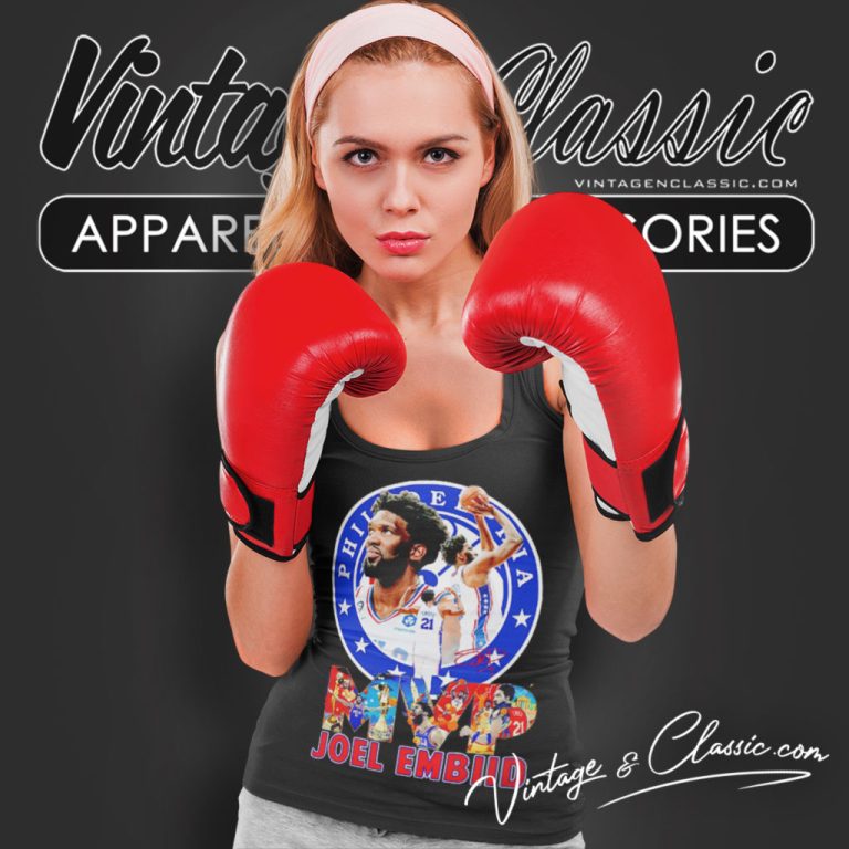 Mvp Joel Embiid Philadelphia 76ers Signature Tank Top Racerback Mvp Joel Embiid Philadelphia 76ers Signature Tank Top Racerback