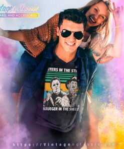 Myers In The Streets Krueger In The Sheets Halloween V Neck TShirt 1