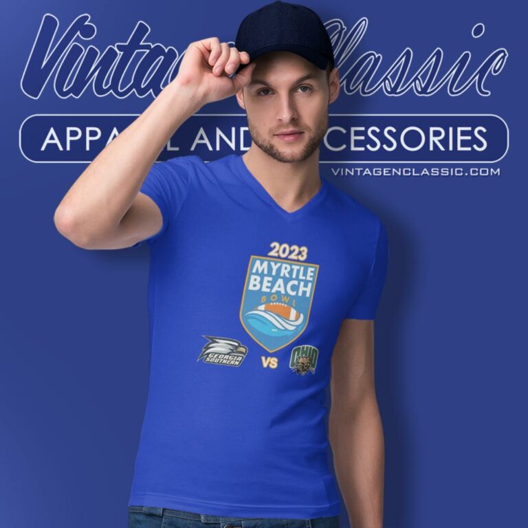 Myrtle Beach Bowl The Ohio Bobcats And Georgia Southern Eagles V Neck TShirt Myrtle Beach Bowl The Ohio Bobcats And Georgia Southern Eagles V Neck TShirt