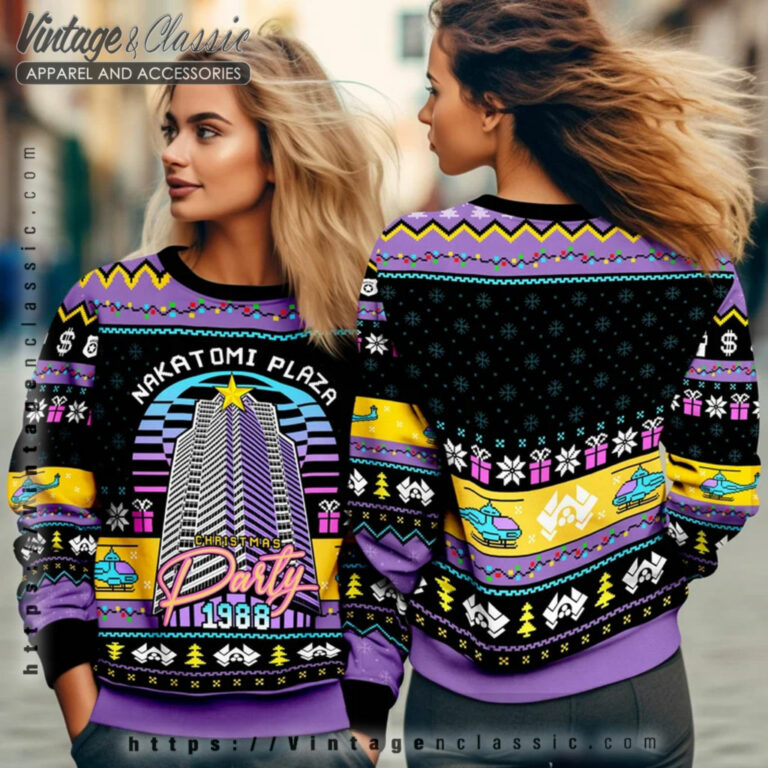 Nakatomi Plaza Die Hard Ugly Sweater womens Ugly Christmas Sweater Nakatomi Plaza Die Hard Ugly Sweater womens Ugly Christmas Sweater