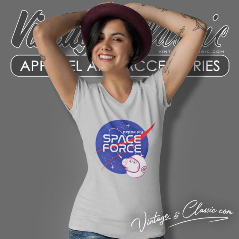 Nasa Peppa Pig Space Force V Neck TShirt Nasa Peppa Pig Space Force V Neck TShirt