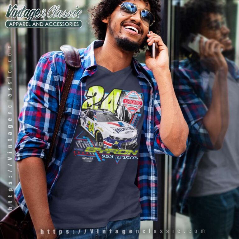 Nascar Byron 24 Chicago Valvoline V Neck TShirt Nascar Byron 24 Chicago Valvoline V Neck TShirt
