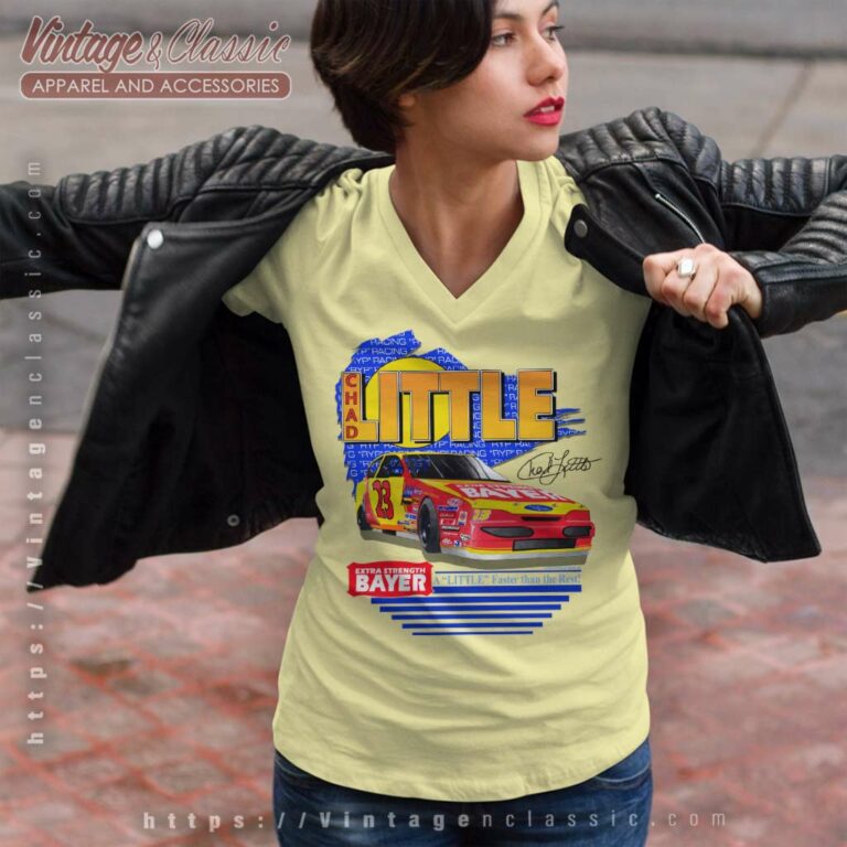 Nascar Chad Little 23 Vintage V Neck TShirt Nascar Chad Little 23 Vintage V Neck TShirt