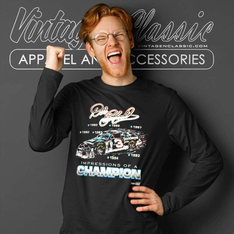 Nascar Dale Earnhardt Sr 7 Time Champion Vintage Long Sleeve Tee Nascar Dale Earnhardt Sr 7 Time Champion Vintage Long Sleeve Tee