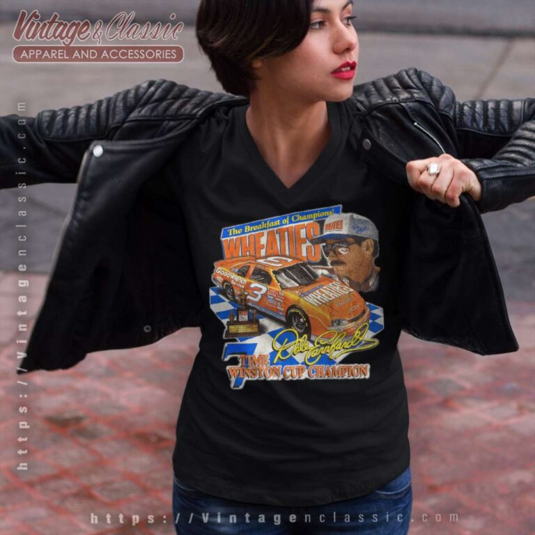 Nascar Dale Earnhardt Sr Champion Wheaties Vintage V Neck TShirt Nascar Dale Earnhardt Sr Champion Wheaties Vintage V Neck TShirt