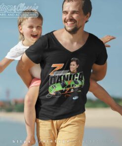 Nascar Danica Patrick 7 Godaddy Vintage V Neck TShirt