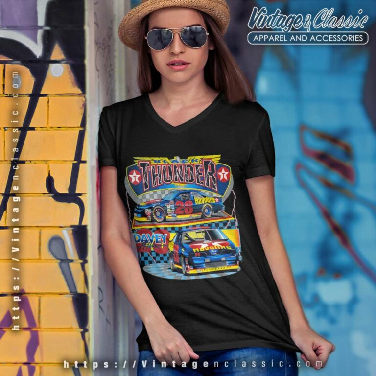 Nascar Davie Allison Black Thunder V Neck TShirt Nascar Davie Allison Black Thunder V Neck TShirt
