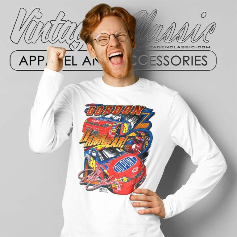 Nascar Jeff Gordon In High Gear Vintage Long Sleeve Tee 1 Nascar Jeff Gordon In High Gear Vintage Long Sleeve Tee 1