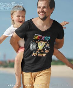 Nascar Looney Tunes Taz Pit Crew V Neck TShirt