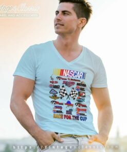 Nascar Race For The Cup Vintage V Neck TShirt