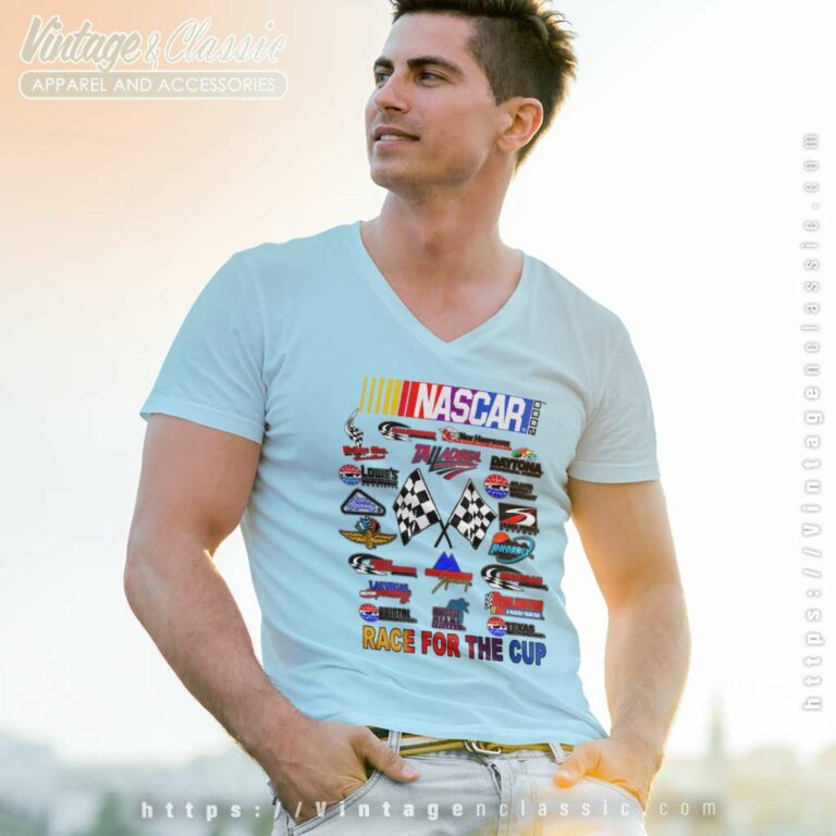 Nascar Race For The Cup Vintage V Neck TShirt Nascar Race For The Cup Vintage V Neck TShirt