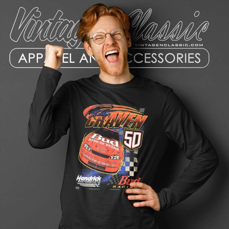 Nascar Ricky Craven Bud Racing Vintage Long Sleeve Tee Nascar Ricky Craven Bud Racing Vintage Long Sleeve Tee
