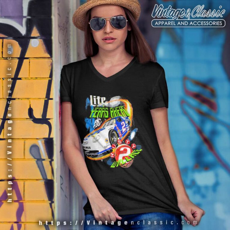 Nascar Rusty Wallace Lite Years Ahead Vintage V Neck TShirt Nascar Rusty Wallace Lite Years Ahead Vintage V Neck TShirt