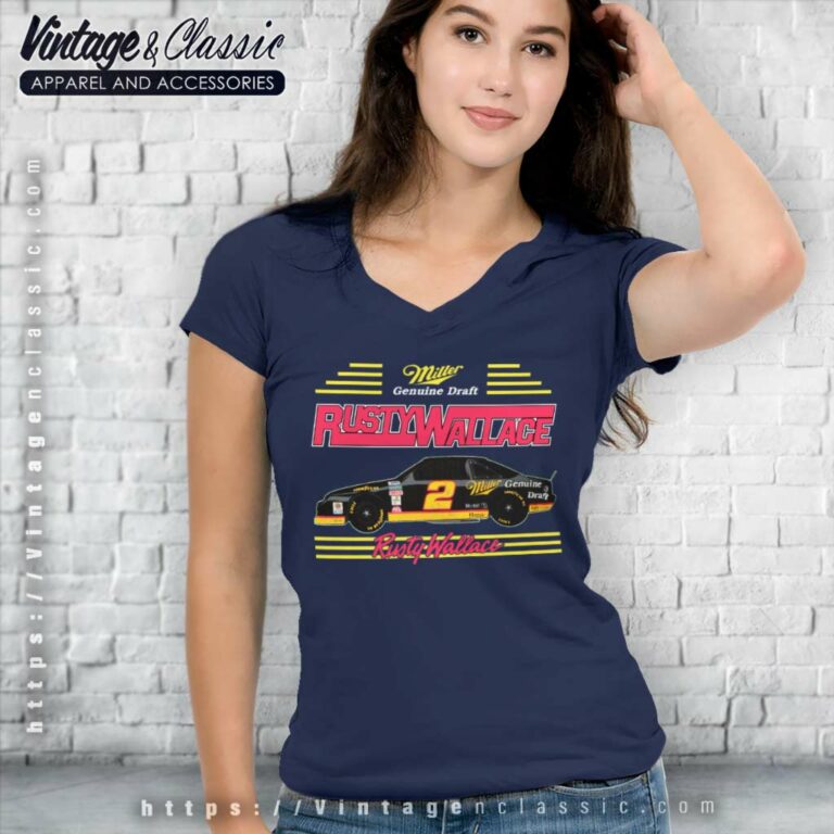 Nascar Rusty Wallace Miller Beer V Neck TShirt 1 Nascar Rusty Wallace Miller Beer V Neck TShirt 1