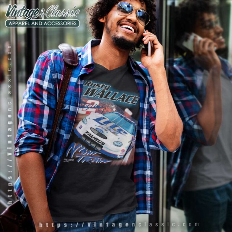 Nascar Rusty Wallace Night Train Vintage V Neck TShirt Nascar Rusty Wallace Night Train Vintage V Neck TShirt