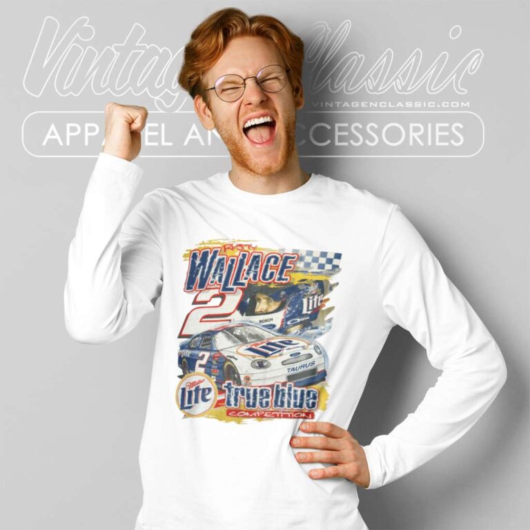 Nascar Rusty Wallace True Blue Miller Lite Chase Long Sleeve Tee Nascar Rusty Wallace True Blue Miller Lite Chase Long Sleeve Tee