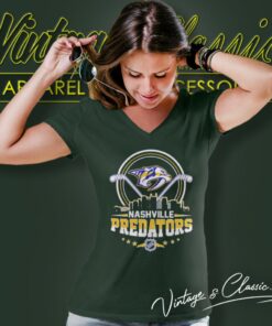 Nashville Predators City Skyline Logo V Neck TShirt