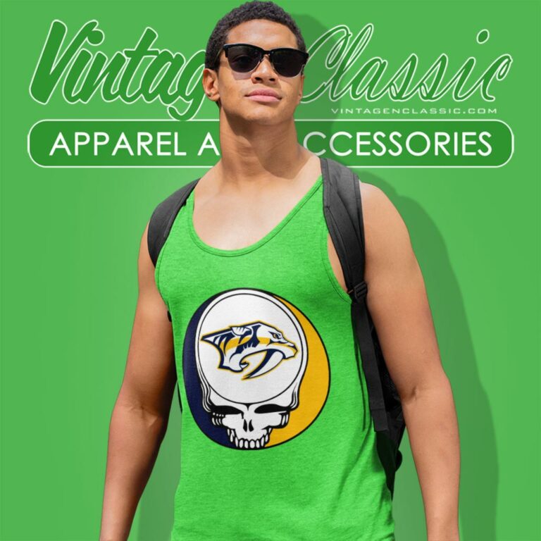 Nashville Predators Grateful Dead Steal Your Face Tank Top Racerback Nashville Predators Grateful Dead Steal Your Face Tank Top Racerback