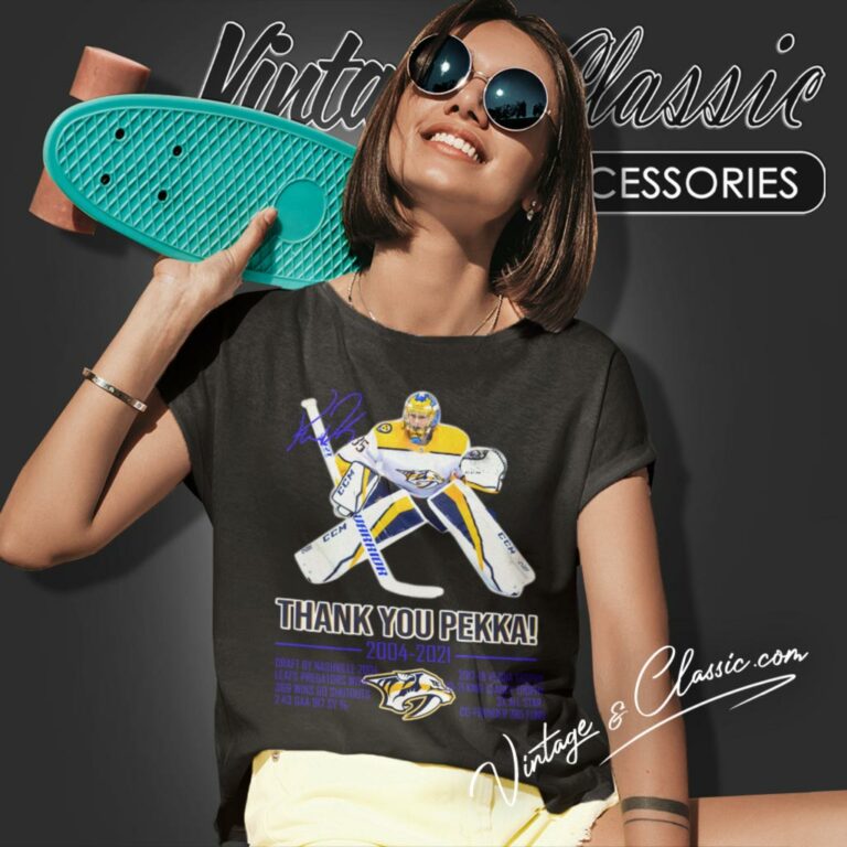 Nashville Predators Hockey Pekka Rinne Thank You Pekka 2004 2021 Women T Shirt Nashville Predators Hockey Pekka Rinne Thank You Pekka 2004 2021 Women T Shirt