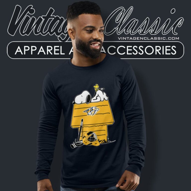 Nashville Predators Hockey Snoopy Woodstock The Peanuts Movie Long Sleeve Tee Nashville Predators Hockey Snoopy Woodstock The Peanuts Movie Long Sleeve Tee