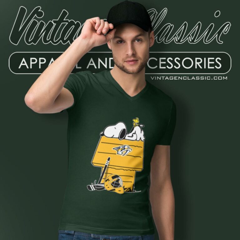 Nashville Predators Hockey Snoopy Woodstock The Peanuts Movie V Neck TShirt Nashville Predators Hockey Snoopy Woodstock The Peanuts Movie V Neck TShirt