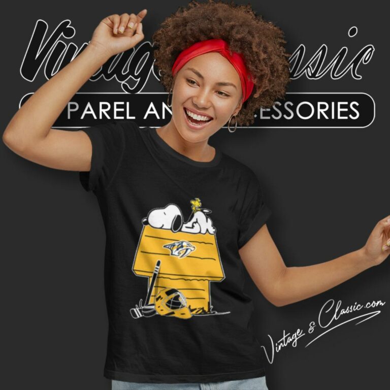 Nashville Predators Hockey Snoopy Woodstock The Peanuts Movie Women T Shirt Nashville Predators Hockey Snoopy Woodstock The Peanuts Movie Women T Shirt