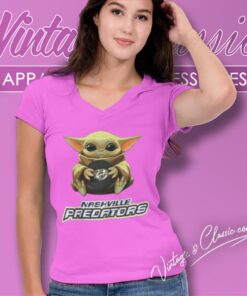 Nashville Predators Nhl Hockey Star Wars Baby Yoda V Neck TShirt