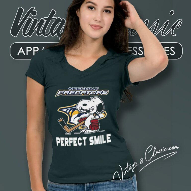 Nashville Predators Shirt Snoopy Perfect Smile The Peanuts Movie Hockey V Neck TShirt Nashville Predators Shirt Snoopy Perfect Smile The Peanuts Movie Hockey V Neck TShirt