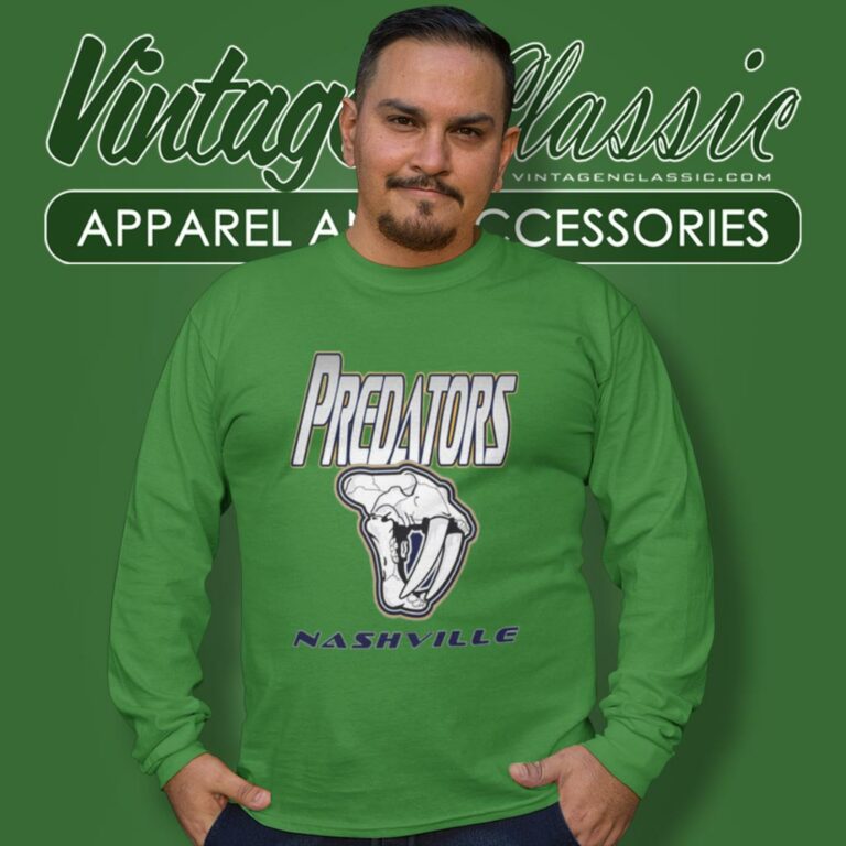 Nashville Predators Skull Retro Nhl Long Sleeve Tee Nashville Predators Skull Retro Nhl Long Sleeve Tee