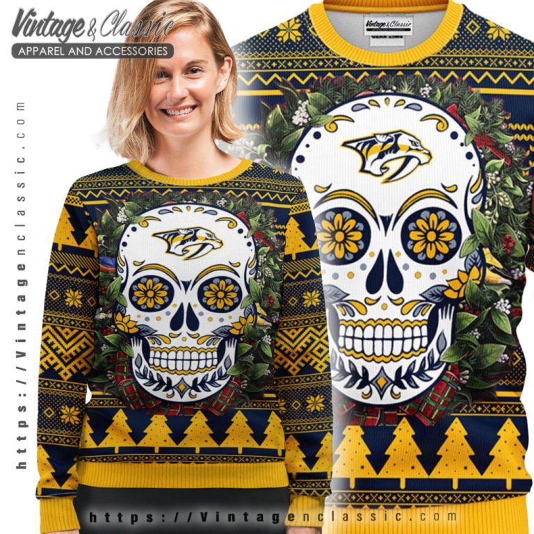 Nashville Predators Skull Ugly Christmas Sweater Ugly Sweater shirt Nashville Predators Skull Ugly Christmas Sweater Ugly Sweater shirt