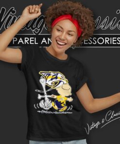 Nashville Predators Snoopy And Charlie Brown Dancing Women T Shirt