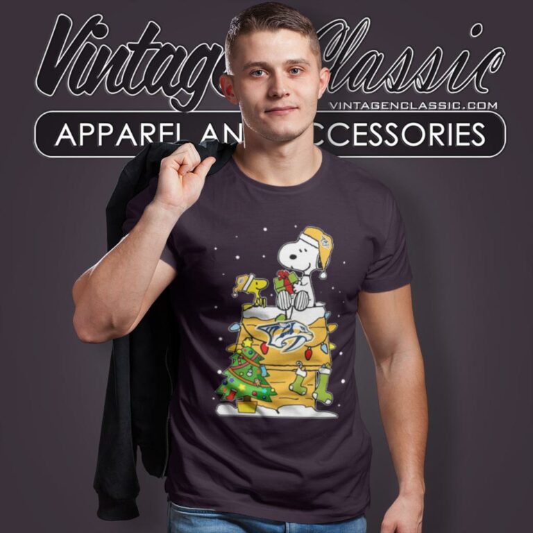 Nashville Predators Snoopy And Woodstock Christmas Tree T Shirt Nashville Predators Snoopy And Woodstock Christmas Tree T Shirt