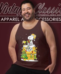 Nashville Predators Snoopy And Woodstock Christmas Tree Tank Top Racerback