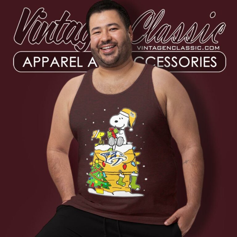 Nashville Predators Snoopy And Woodstock Christmas Tree Tank Top Racerback Nashville Predators Snoopy And Woodstock Christmas Tree Tank Top Racerback