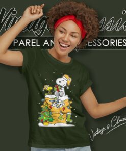 Nashville Predators Snoopy And Woodstock Christmas Tree Women T Shirt