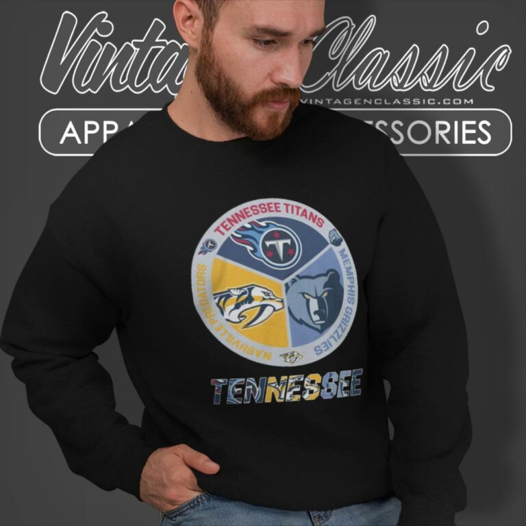 Nashville Predators Tennessee Titans Memphis Grizzlies Logo Sweatshirt Nashville Predators Tennessee Titans Memphis Grizzlies Logo Sweatshirt