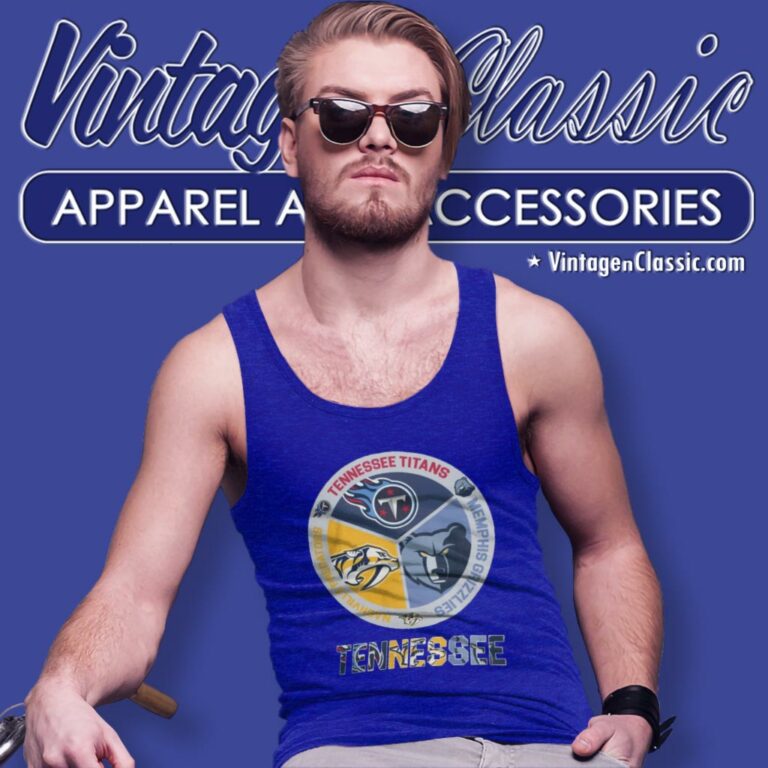 Nashville Predators Tennessee Titans Memphis Grizzlies Logo Tank Top Racerback Nashville Predators Tennessee Titans Memphis Grizzlies Logo Tank Top Racerback